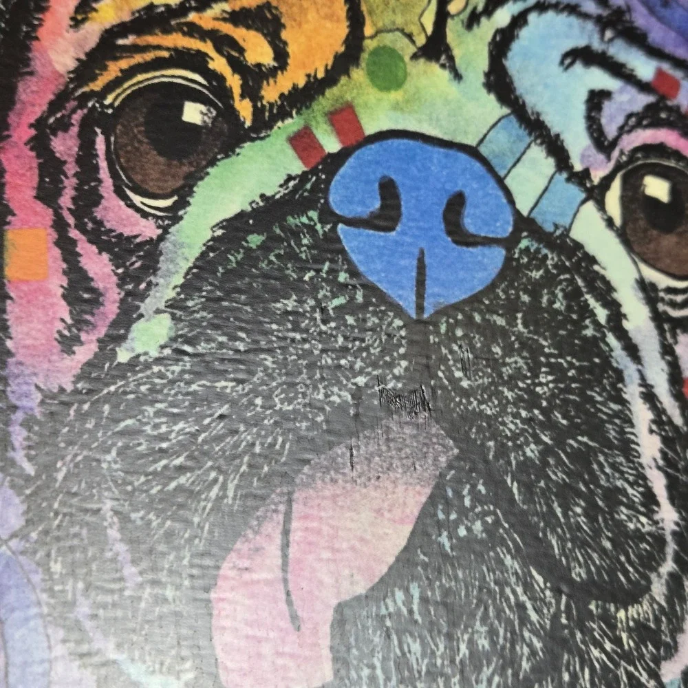 Dean Russo Pug Luv Dog Art Hanging Wall Decor Wooden Sign 10.5